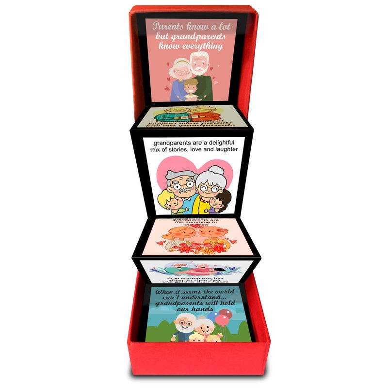 exciting Lives صندوق هدايا رسائل الأجداد - هدية ليوم الأب، الذكرى، عيد الميلاد - هدية للأب، دادا، دادي، نانا، ناني - 8 x 8 x 2.5 سم - Image 2
