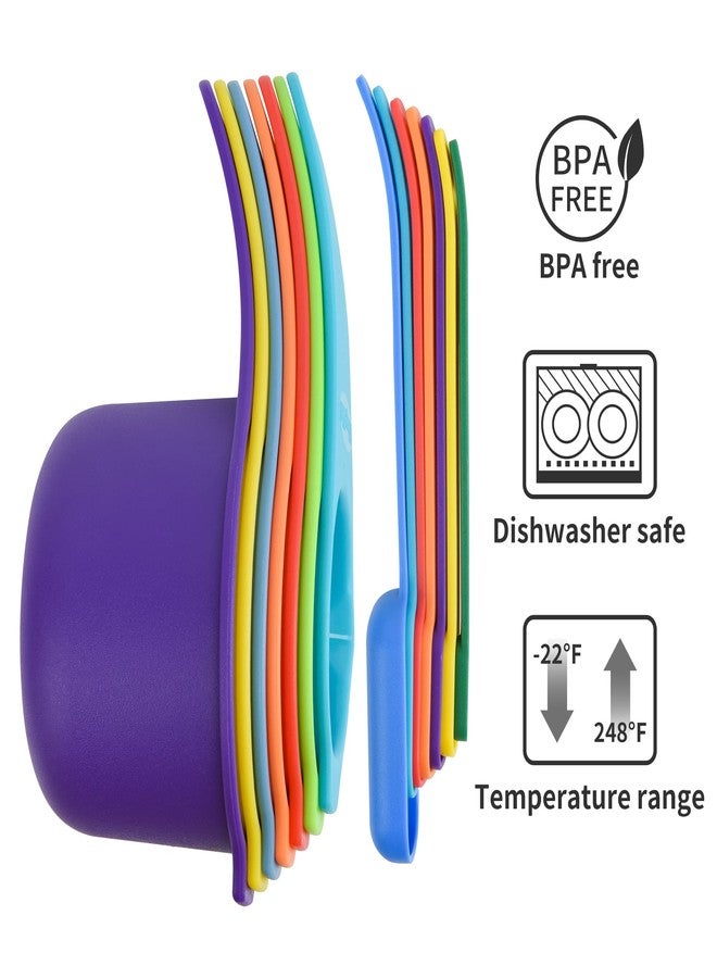 Viwehots Plastic Measuring Cups and Spoons Set, Colorful Cute Measuring Spoons and Cups for Kitchen & Baking, Metric & US Rainbow Color Measure Cups and Spoons Set with 2/3 & 3/4 Measuring Cup - Image 2