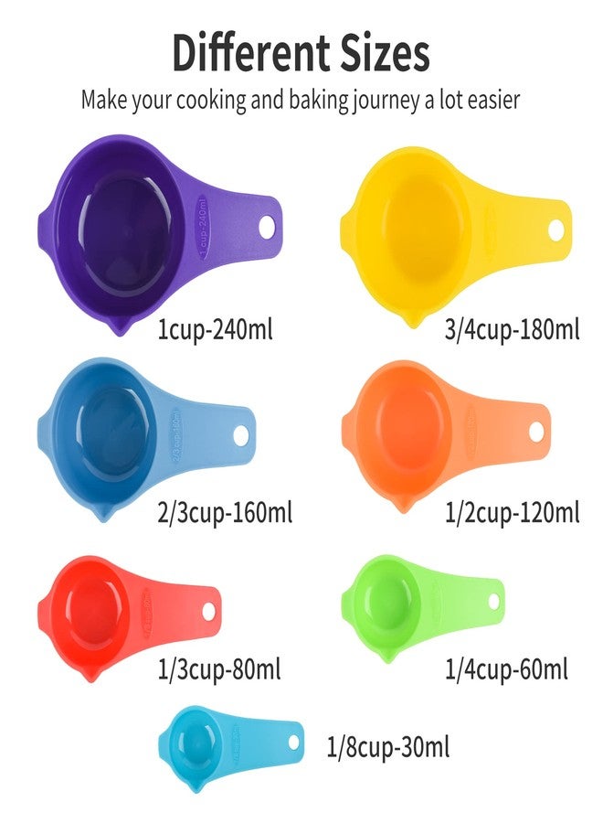Viwehots Plastic Measuring Cups and Spoons Set, Colorful Cute Measuring Spoons and Cups for Kitchen & Baking, Metric & US Rainbow Color Measure Cups and Spoons Set with 2/3 & 3/4 Measuring Cup - Image 3