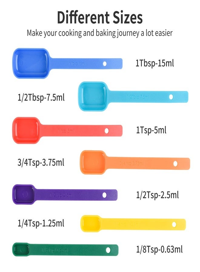 Viwehots Plastic Measuring Cups and Spoons Set, Colorful Cute Measuring Spoons and Cups for Kitchen & Baking, Metric & US Rainbow Color Measure Cups and Spoons Set with 2/3 & 3/4 Measuring Cup - Image 4