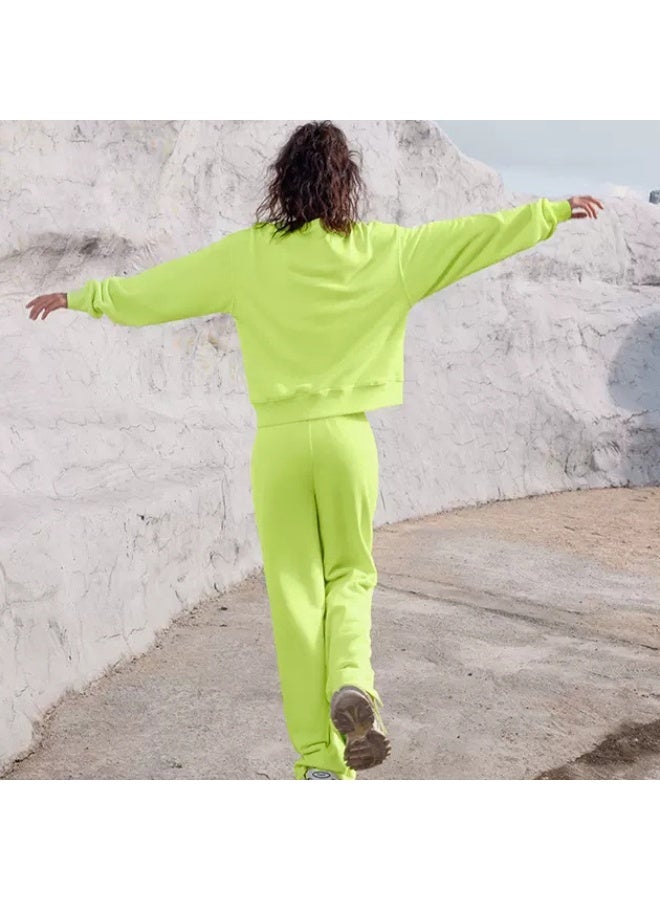 NIBEMINENT Women Fall Fashion Tracksuits Casual Long Sleeved Pullover Sets Two Piece Set Spring Solid Color Round Neck Pullover Pants Suits - Image 2