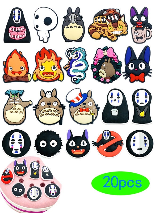 20PCS Crocs Shoe Decoration Charms, Spirited Away Series Charms Shoes Charm for Crocs Hole Hole Shoe for Kids Boys Girls Men Women Party Supplies  - Image 1