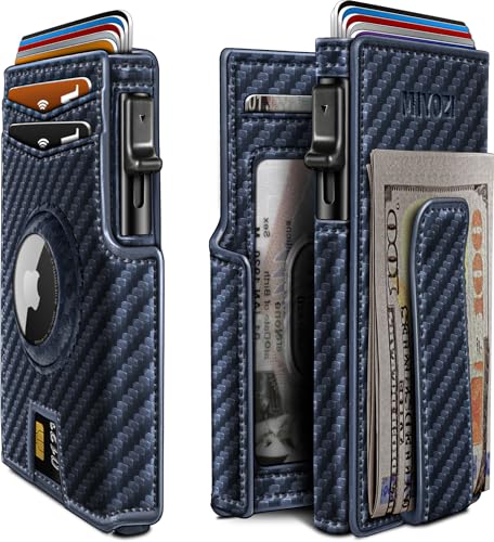 miyozi Airtag Wallet for Menwith Money Clip 10 Cards Metal Case Smart Slim Pop Up Credit Card Holder Flip with Magnetic Closure RFID Blocking wallet with Gift Box - Image 1