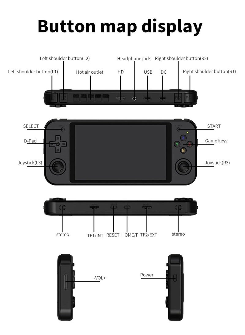 RG552 Handheld Android/Linux Dual System Game Console, High-Speed EMMC 5.1, Built-in 6400 mAh Battery, 5.36-inch Touch Screen (16+128GB, 21000+ Games, Black)
