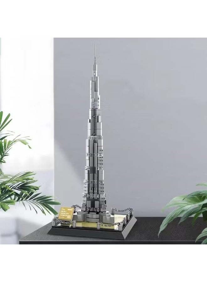 Burj Khalifa Building Blocks Set, 555 Pieces Dubai Architecture Model Kit, Tall Landmark Tower Toy for Adults & Kids - Image 3