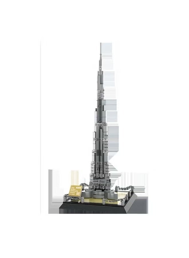 Burj Khalifa Building Blocks Set, 555 Pieces Dubai Architecture Model Kit, Tall Landmark Tower Toy for Adults & Kids - Image 1