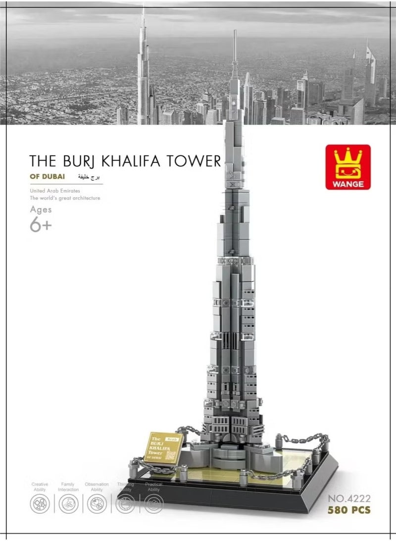Burj Khalifa Building Blocks Set, 555 Pieces Dubai Architecture Model Kit, Tall Landmark Tower Toy for Adults & Kids - Image 5