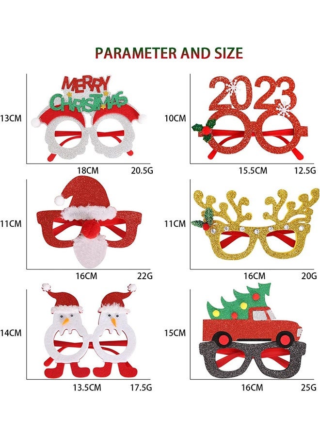 JCB CHIC 6 قطع نظارات عيد الميلاد، إطارات نظارات حفلات الأعياد اللامعة، إكسسوارات زينة عيد الميلاد نظارات تنكرية لحفلات عيد الميلاد هدايا الأعياد - Image 2