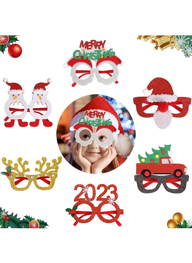 JCB CHIC 6 قطع نظارات عيد الميلاد، إطارات نظارات حفلات الأعياد اللامعة، إكسسوارات زينة عيد الميلاد نظارات تنكرية لحفلات عيد الميلاد هدايا الأعياد - Image 1