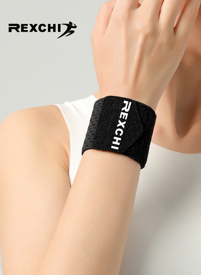 REXCHI Slim Breathable and Adjustable Wrist Brace, Wrist Tendon Sheath Wristband, Wrist Compression Wrap for Prevent Sprains & Pain Relief, One Size Fit for Men Women Sports Protecting, Black - Image 1