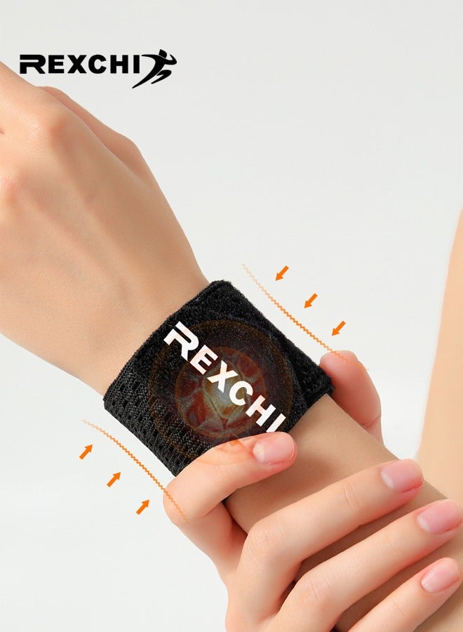 REXCHI Slim Breathable and Adjustable Wrist Brace, Wrist Tendon Sheath Wristband, Wrist Compression Wrap for Prevent Sprains & Pain Relief, One Size Fit for Men Women Sports Protecting, Black - Image 2