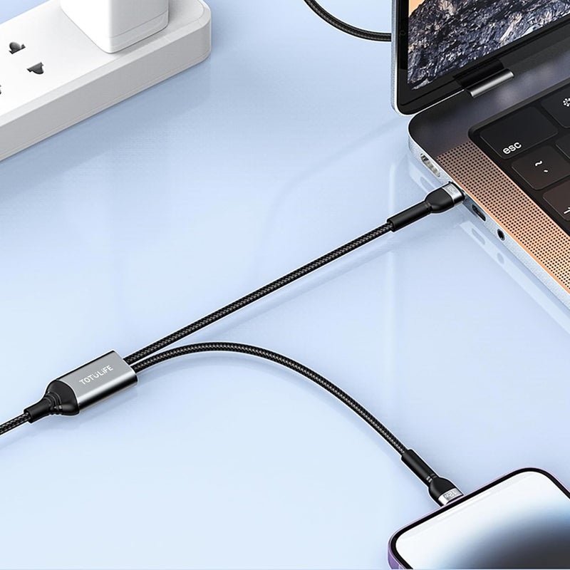 TOTULIFE Nylo Series 2in1 PD Cable 1.2M - Black - Image 5
