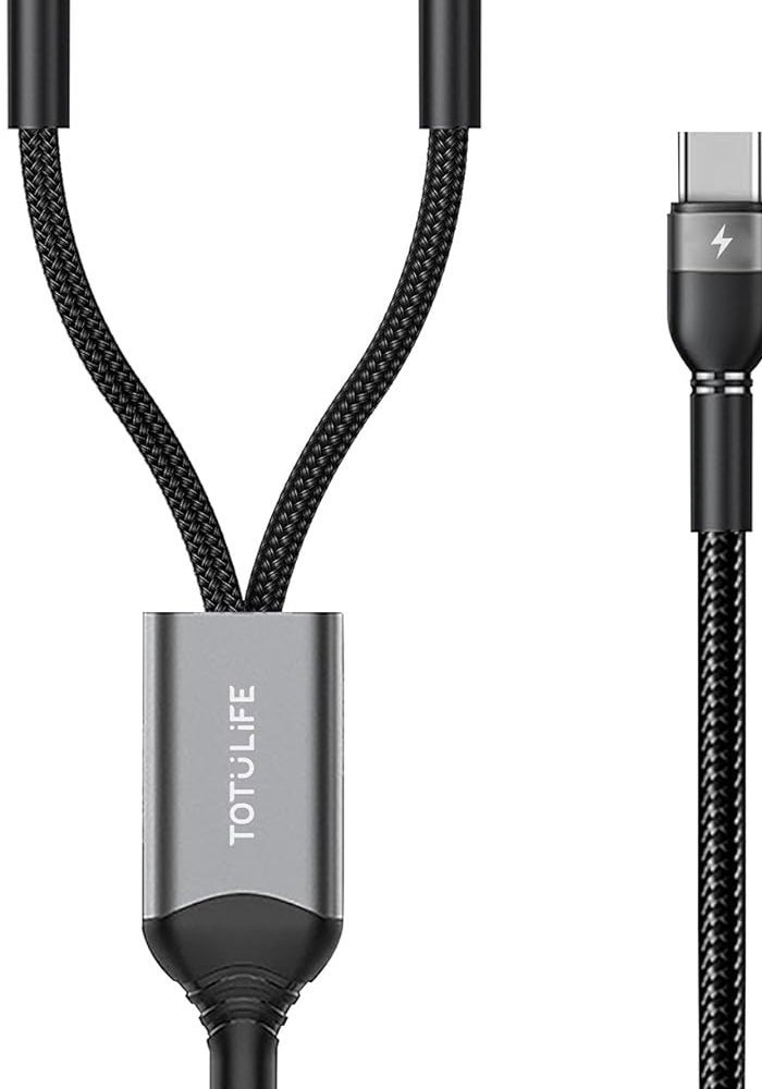 TOTULIFE Nylo Series 2in1 PD Cable 1.2M - Black - Image 1