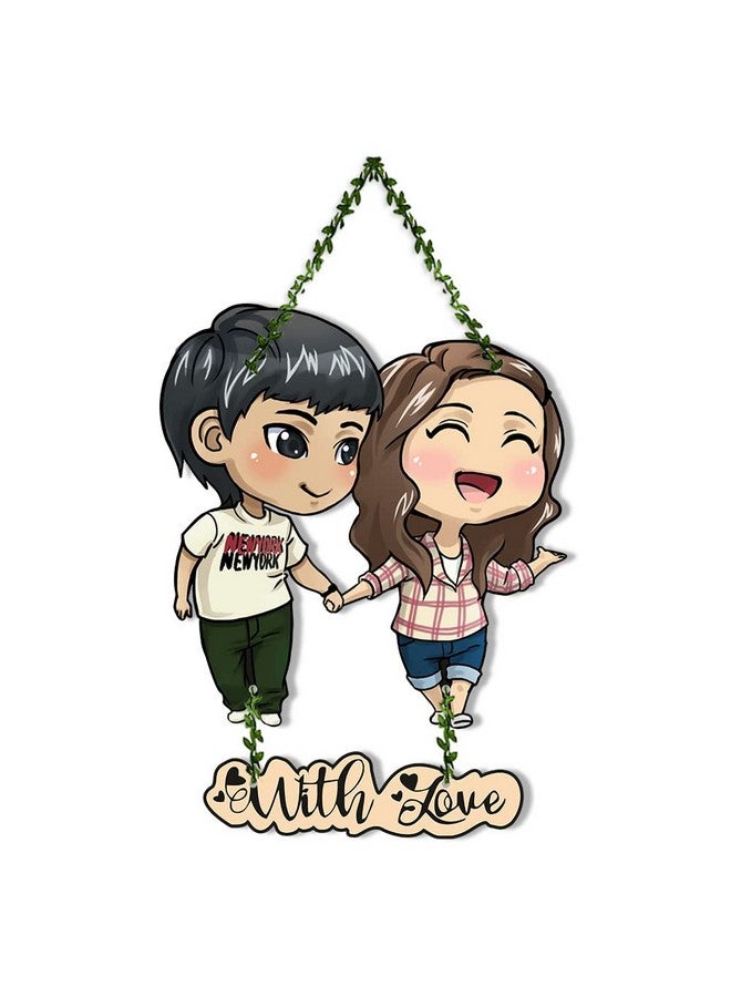 Artvibes Couple Wall Hanging For Home Decor | Couple Gifts For Valentine's Day | Items For Girlfriend Boyfriend Husband Wife | Art Piece For Bedroom (Wh_8306N) (Multi 12),Engineered Wood - Image 1