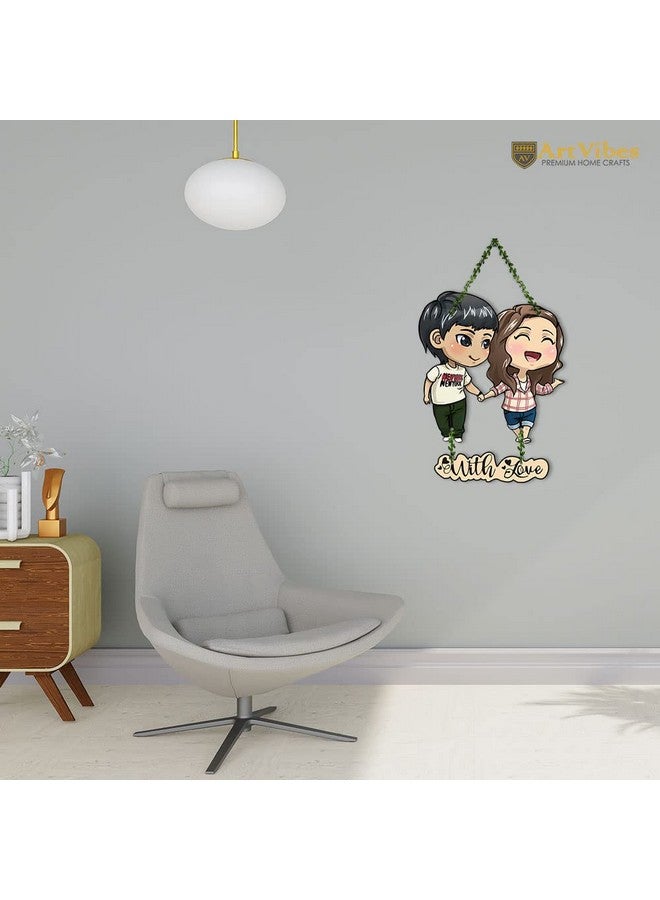 Artvibes Couple Wall Hanging For Home Decor | Couple Gifts For Valentine's Day | Items For Girlfriend Boyfriend Husband Wife | Art Piece For Bedroom (Wh_8306N) (Multi 12),Engineered Wood - Image 2