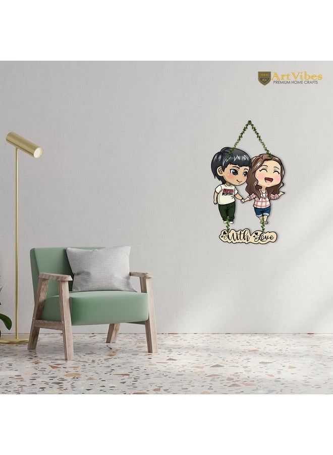 Artvibes Couple Wall Hanging For Home Decor | Couple Gifts For Valentine's Day | Items For Girlfriend Boyfriend Husband Wife | Art Piece For Bedroom (Wh_8306N) (Multi 12),Engineered Wood - Image 3