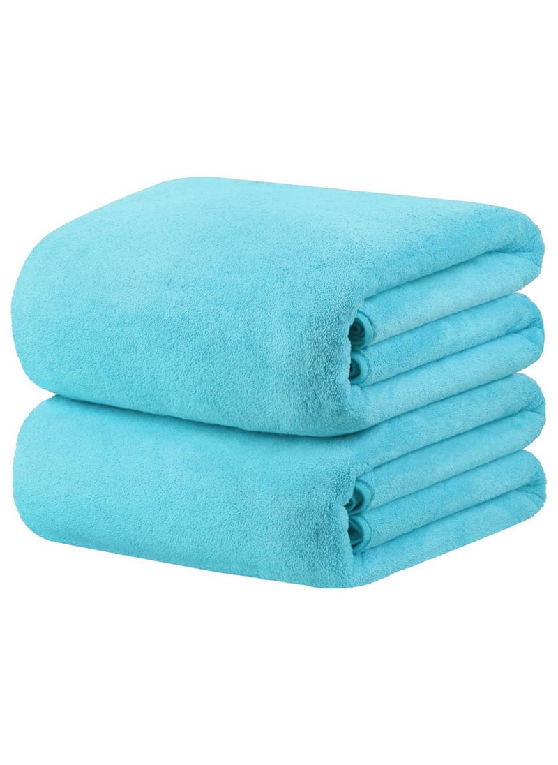 Fabienne 2-Piece Microfiber Bath Towel 70*140cm, Soft, Durable, Super Absorbent and Fast Drying, Sky Blue  - Image 1