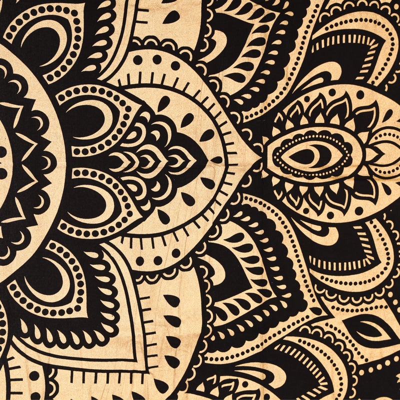 Bless International Beautiful Indian Bohemian Psychedelic Hippie Flower Ombre Window Curtain Panels for Bedroom  Living  Balcony (Black Gold (25x74 Inches)(63.5x188 Cms)) - Image 3