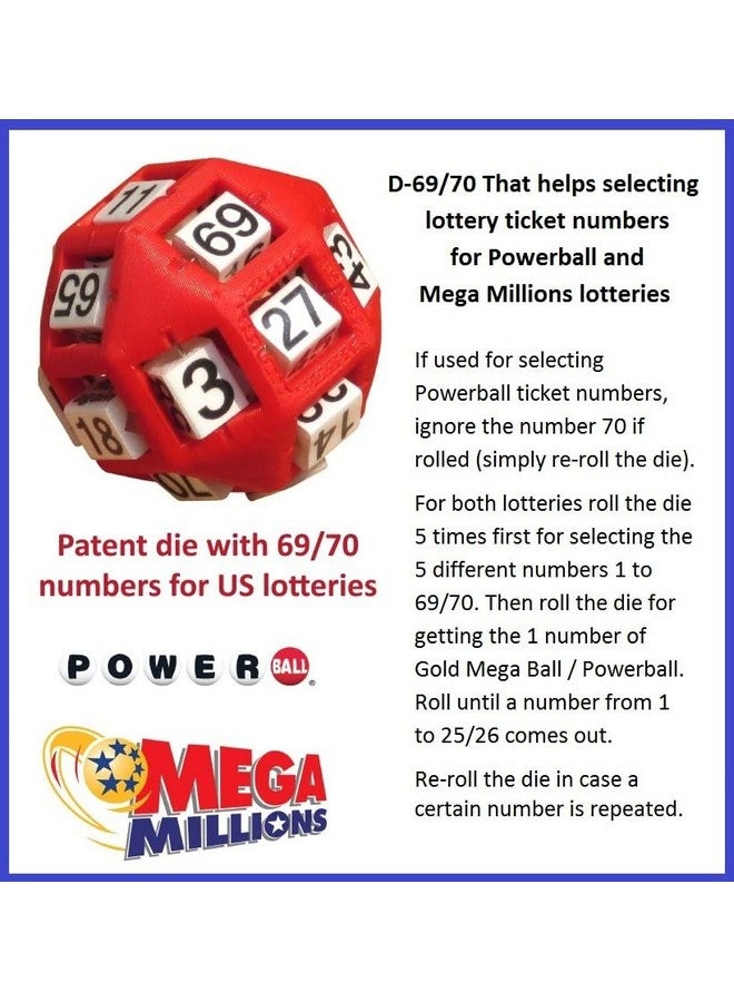 Patent Lottery Numbers Generator Die - 1 to 69 (and 70) for Mega Millions & Powerball  - Image 2