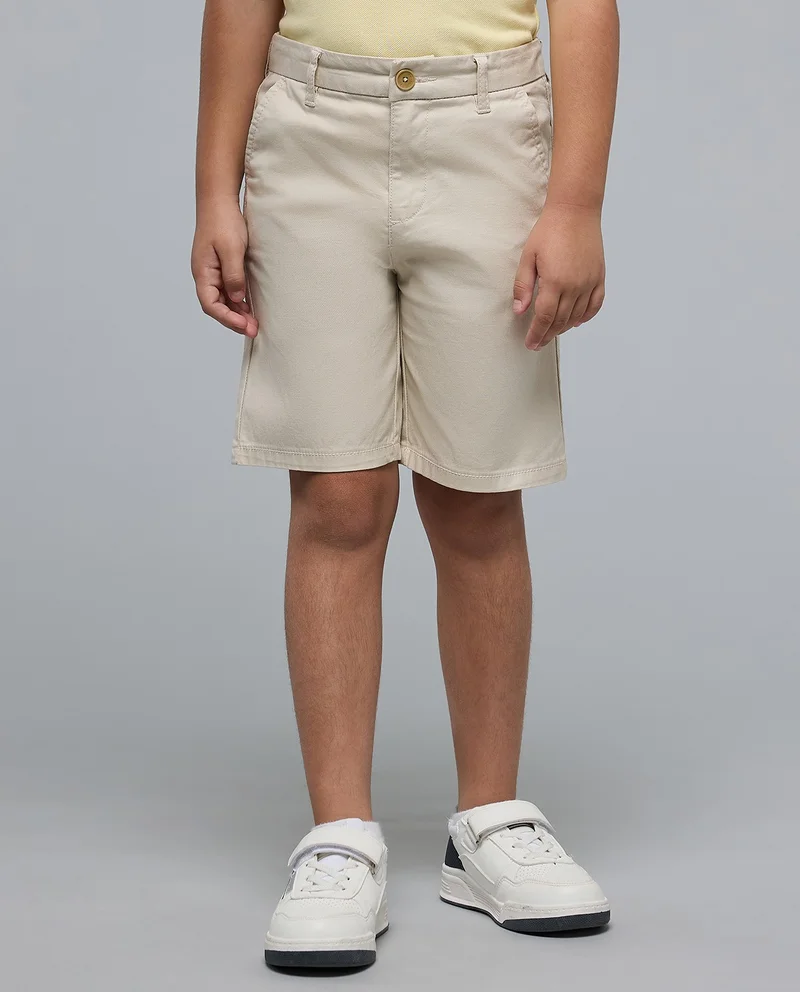 R&B Solid Shorts with Button Closure