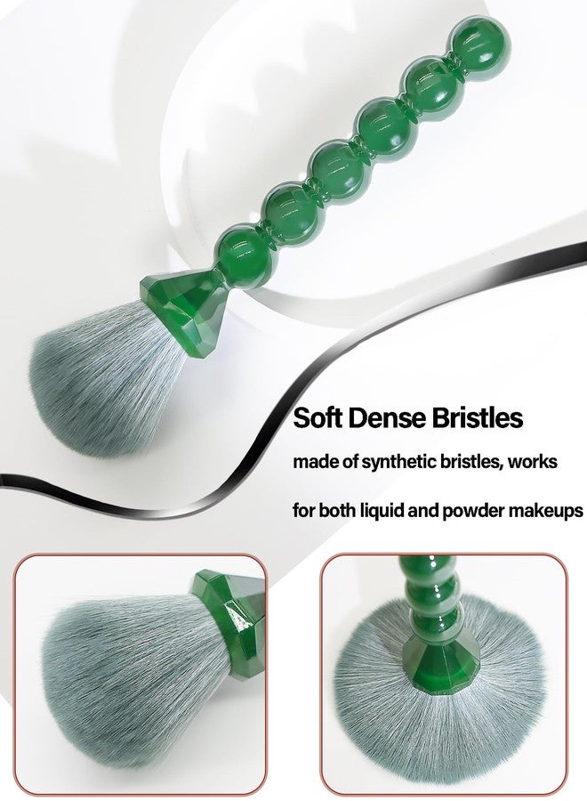 COSHINE Unique Diamond and Pearl Design Makeup Brush Set, 10pcs Cute and Full Complete Powder, Concealer, Blush, Eye Shadow Cosmetic Brushes Kit (GREEN) - Image 2