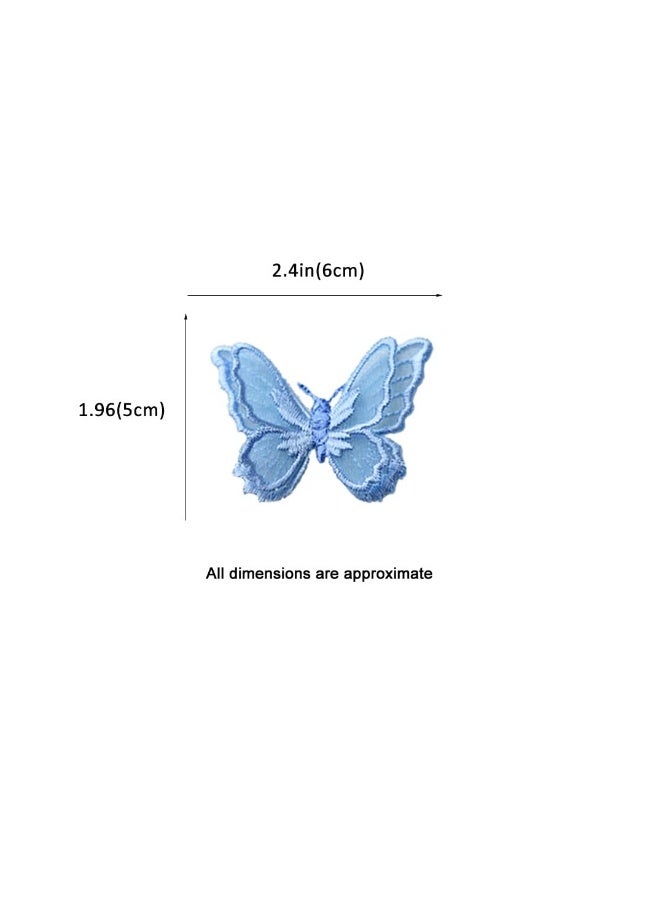Generic Butterfly Lace Trim, 3D Double Layers Organza Patches Butterfly Lace Fabric Sewing Embroidery, DIY for Party, Wedding, Bridal, Women, Dress Decoration (10pcs Blue Butterfly)  - Image 5