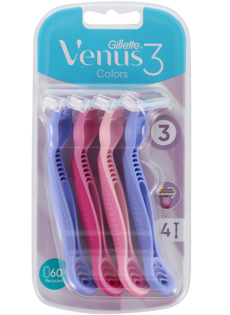 Gillette Venus 3 Women's Razor with 3 Blades Pack of 4 Razor Blades  - Image 1