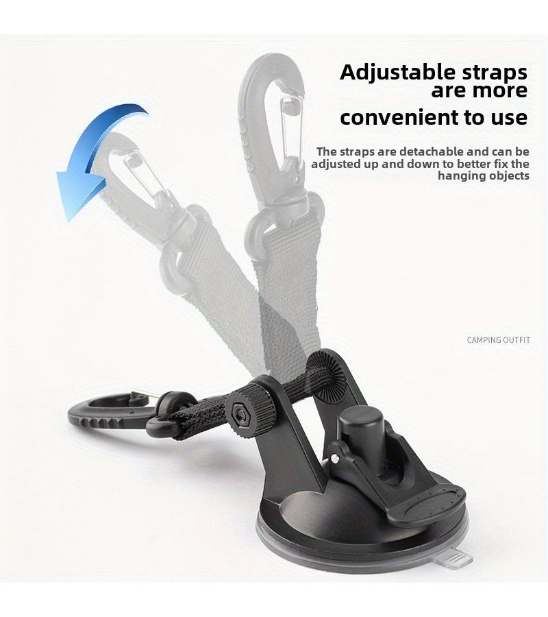 Set Of 4 Strong Suction Cup Hooks Black Multi Functional Pp Material For Outdoor Camping Car Tents Camping Canopies And Home Use Safety Lock - Image 3