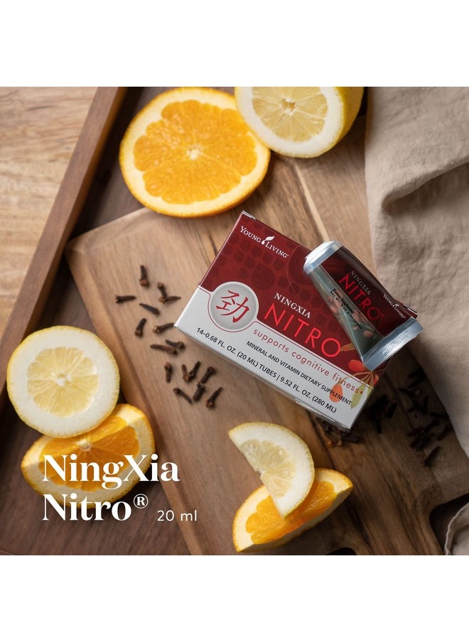 Young Living Ningxia Nitro Cognitive Fitness 14 Tubes Of 0.68Fl Oz (20Ml) Mental Fitness Boost Optimize Performance Wolfberry Drink Infused With Essential Oils Dribose Korean Ginseng.  - Image 3