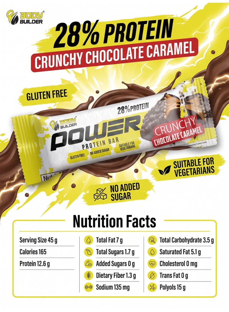 Body Builder Power Protein Bar, Crunchy Chocolate, No Added Sugar - Image 3