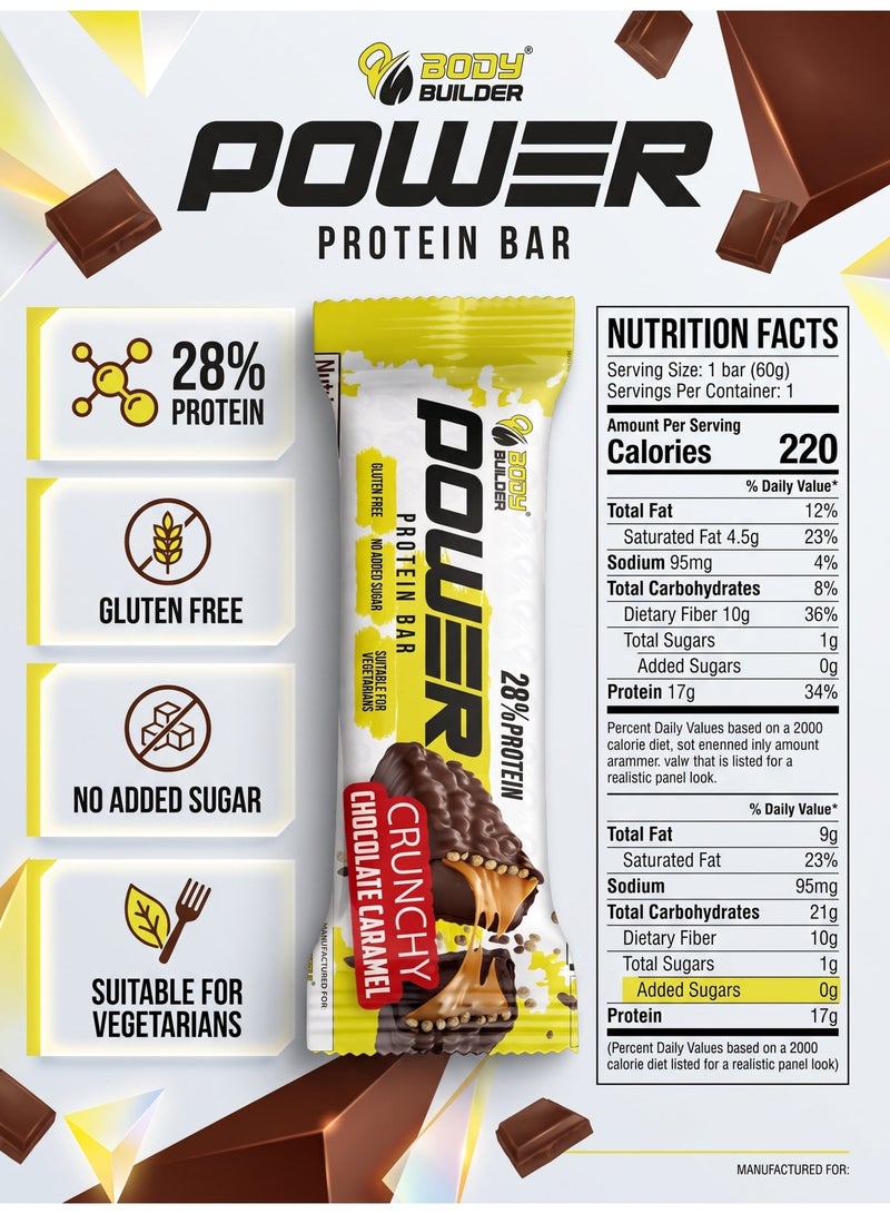 Body Builder Power Protein Bar, Crunchy Chocolate, No Added Sugar - Image 5