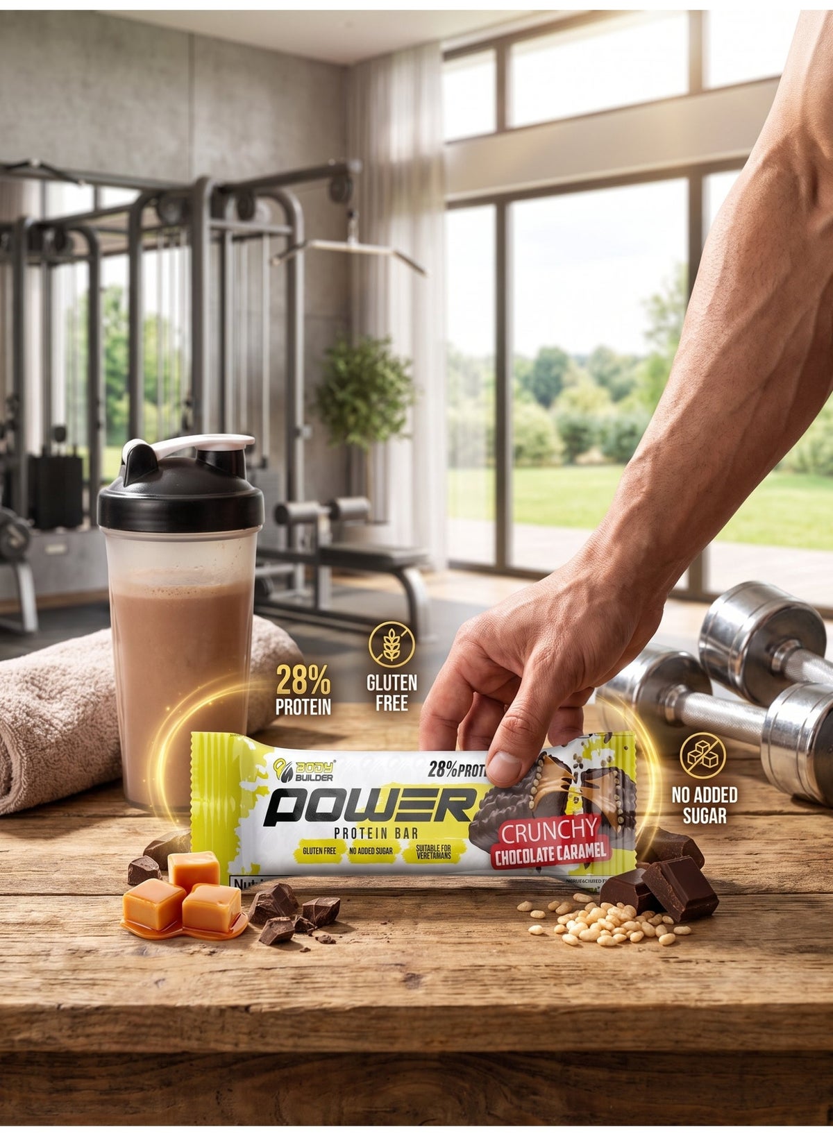 Power Protein Bar, Crunchy Chocolate, No Added Sugar