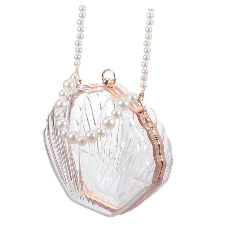 Elegant Shell Handbag With Pearl Detail For Women Crossbody Purse For Daily Use - Image 2