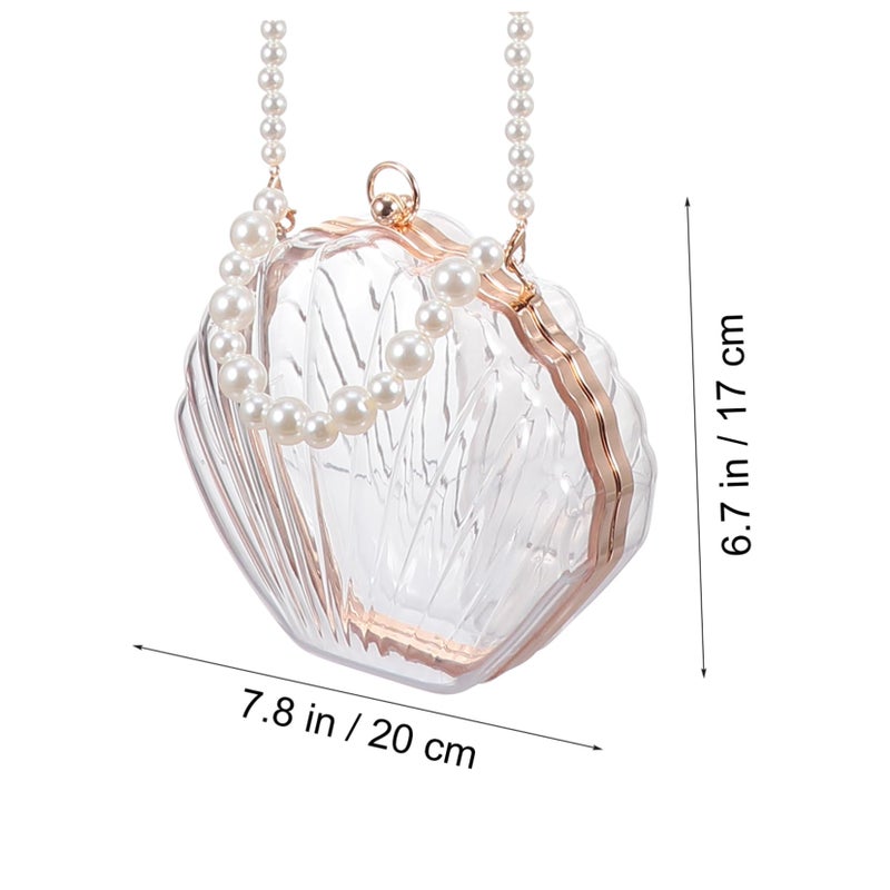 Elegant Shell Handbag With Pearl Detail For Women Crossbody Purse For Daily Use - Image 3