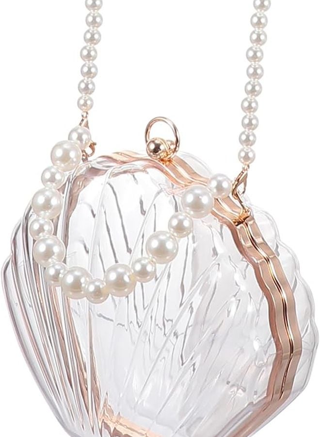 Elegant Shell Handbag With Pearl Detail For Women Crossbody Purse For Daily Use - Image 1