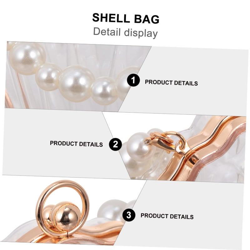 Elegant Shell Handbag With Pearl Detail For Women Crossbody Purse For Daily Use - Image 5