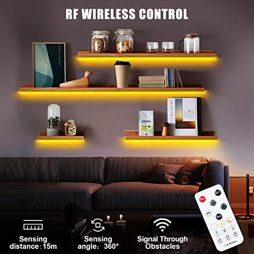 Tatazone 5V Yellow USB COB Led Strip Light with RF Remote, 4.92ft 2000K Dimmable USB Powered Amber COB Led Light Strip, Indoor COB Led Light for Cabinet, TV, Camping, Monitor, Showcase, Motorhome - Image 2
