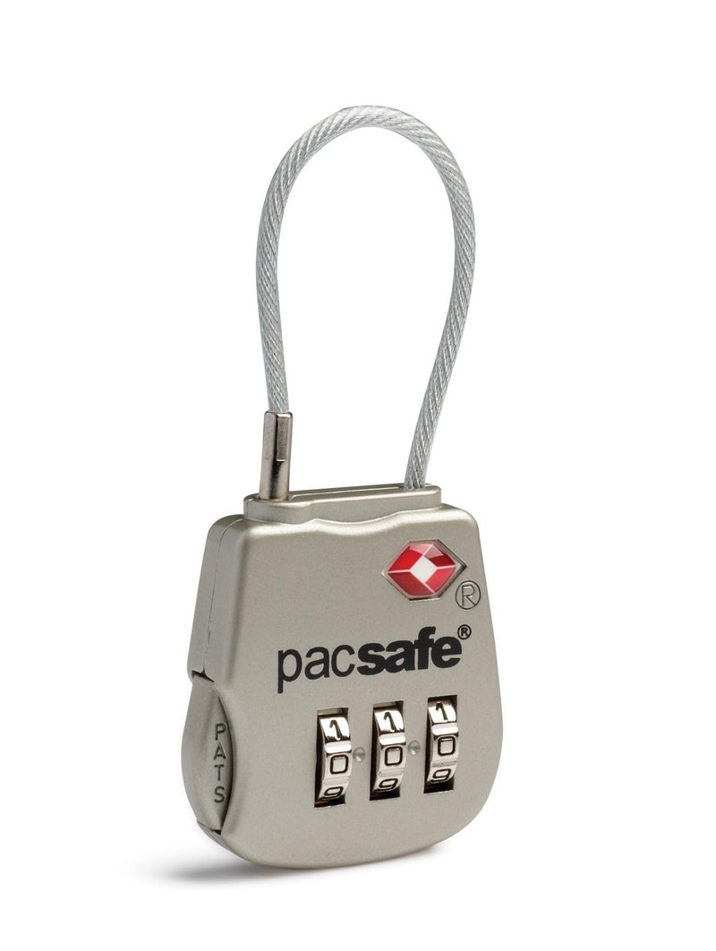 Pacsafe Pacsafe Prosafe 800 TSA Accepted 3-Dial Cable Lock, Silver 
