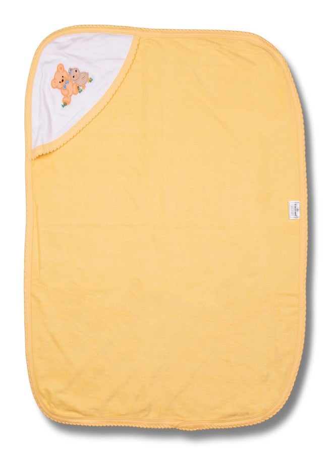 Tinycare Cotton Bath Hooded Towel for New Born, Extra Soft Double Side Terry Fabric Printed Towel for Kids/Toddler/Infants 72 x 72cm, Quick Absorbent, Reusable Towels (Beige- 1P) 0-12 Months
