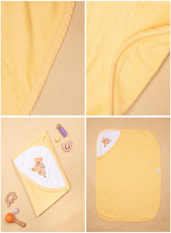 Tinycare Cotton Bath Hooded Towel for New Born, Extra Soft Double Side Terry Fabric Printed Towel for Kids/Toddler/Infants 72 x 72cm, Quick Absorbent, Reusable Towels (Beige- 1P) 0-12 Months - Image 5