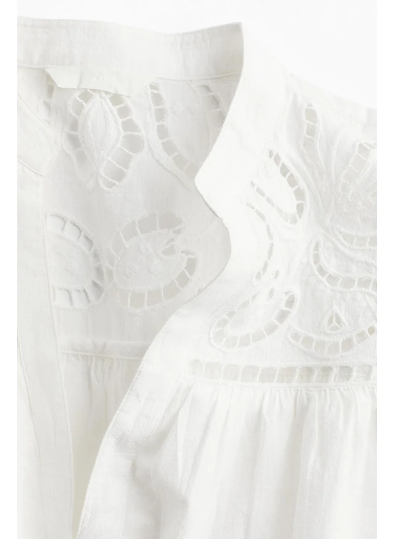 H&M Flutter-sleeve dress with broderie anglaise