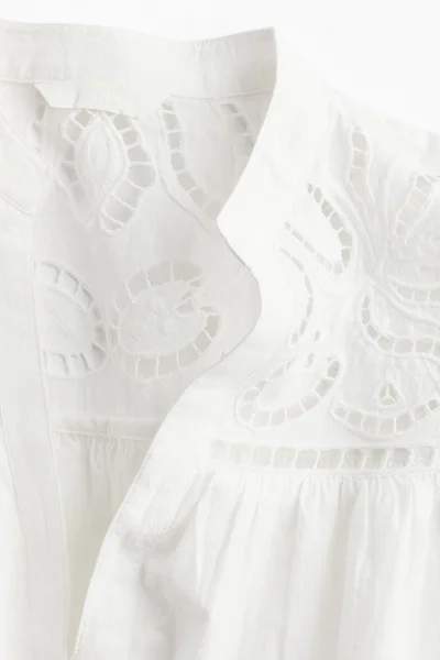 اتش اند ام فستان بأكمام فراشة وتطريز إنجليزي