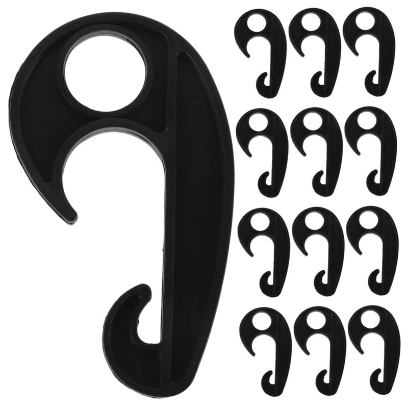 20 Pcs Heavy Duty Black Plastic Tarpaulin Hooks For Car Cover Camping Tent Windproof Tarp - Image 2