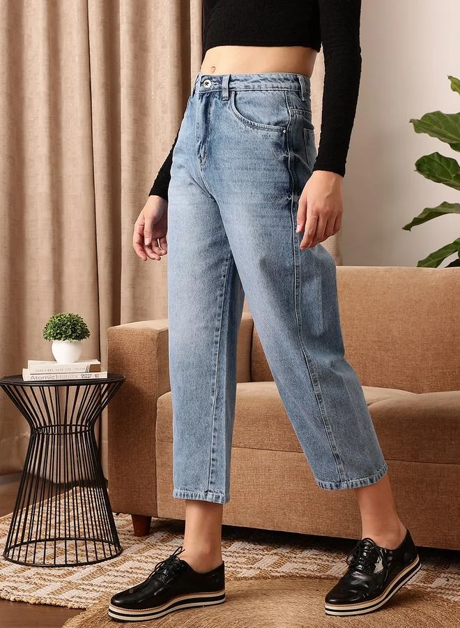 STREET 9 STREET 9 Mid Rise Mom Fit Faded Stretchable Jeans