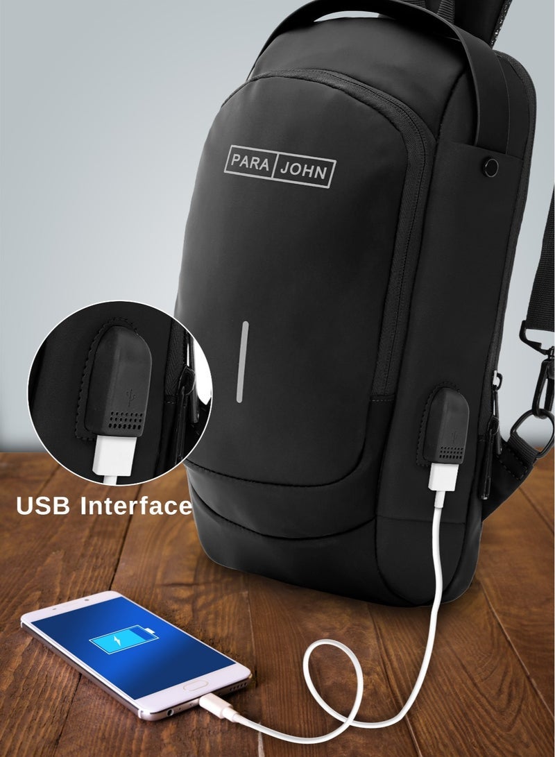 Parajohn Anti theft Crossbody Sling bagShoulder BackpackLightweight Chest Daypack with USB Charging Port - Image 2