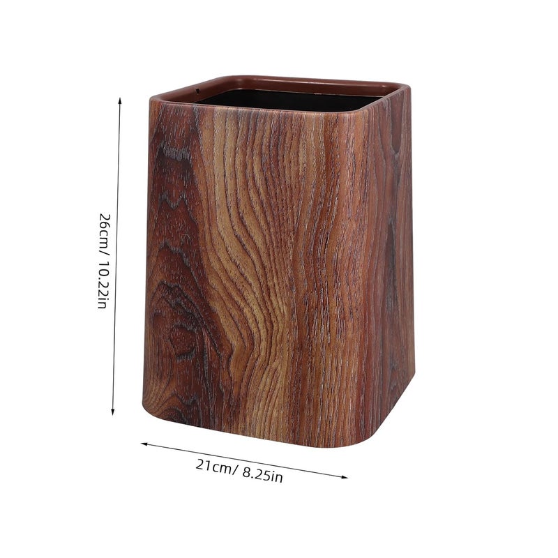 Alasum Wood Grain Trash Can with Double Layer Bin, Medium Size Square Compost Bucket for Kitchen, Bathroom, and Office Use - Image 2