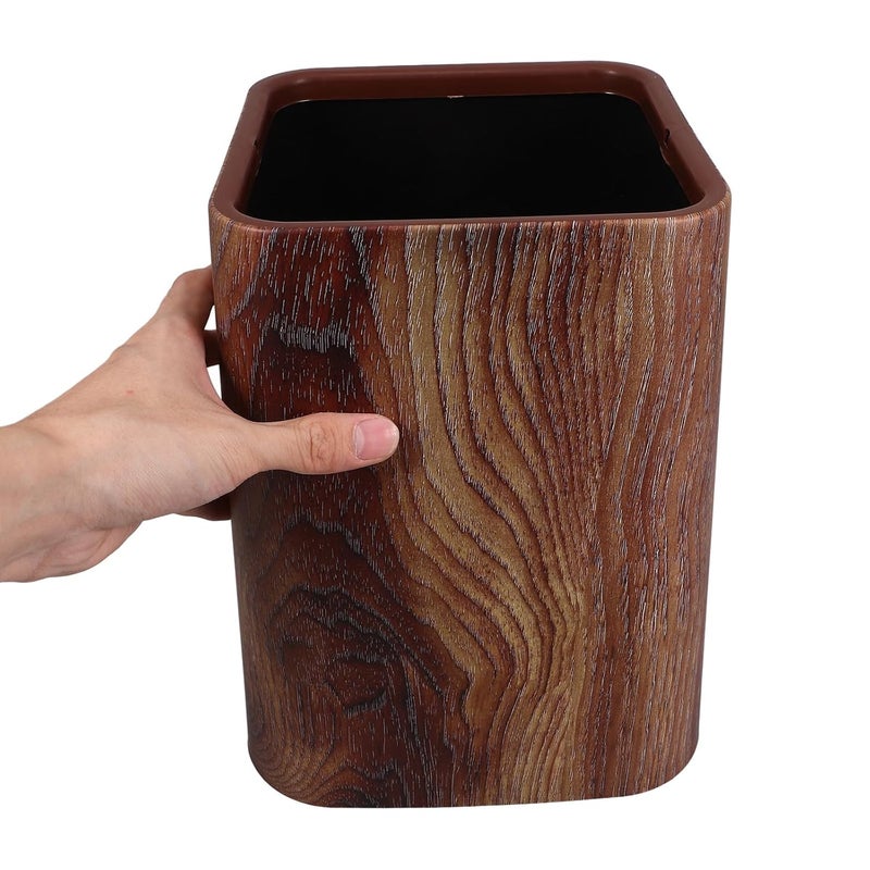 Alasum Wood Grain Trash Can with Double Layer Bin, Medium Size Square Compost Bucket for Kitchen, Bathroom, and Office Use - Image 3