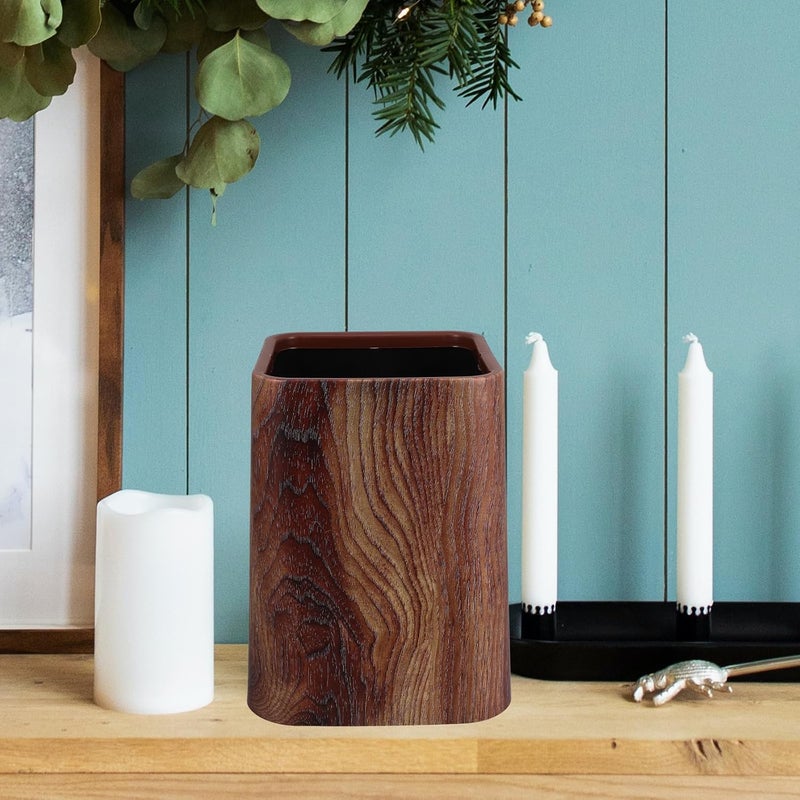 Alasum Wood Grain Trash Can with Double Layer Bin, Medium Size Square Compost Bucket for Kitchen, Bathroom, and Office Use - Image 4