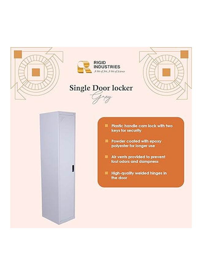 RIGID Single door locker, Steel Metal Storage Locker- with hanging space shelving with 2 shelve (Grey) - Image 2