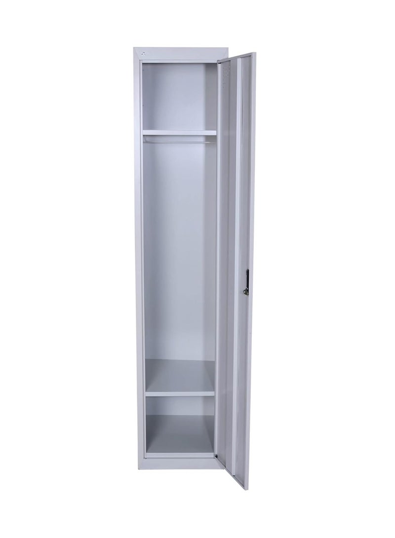 RIGID Single door locker, Steel Metal Storage Locker- with hanging space shelving with 2 shelve (Grey) - Image 5